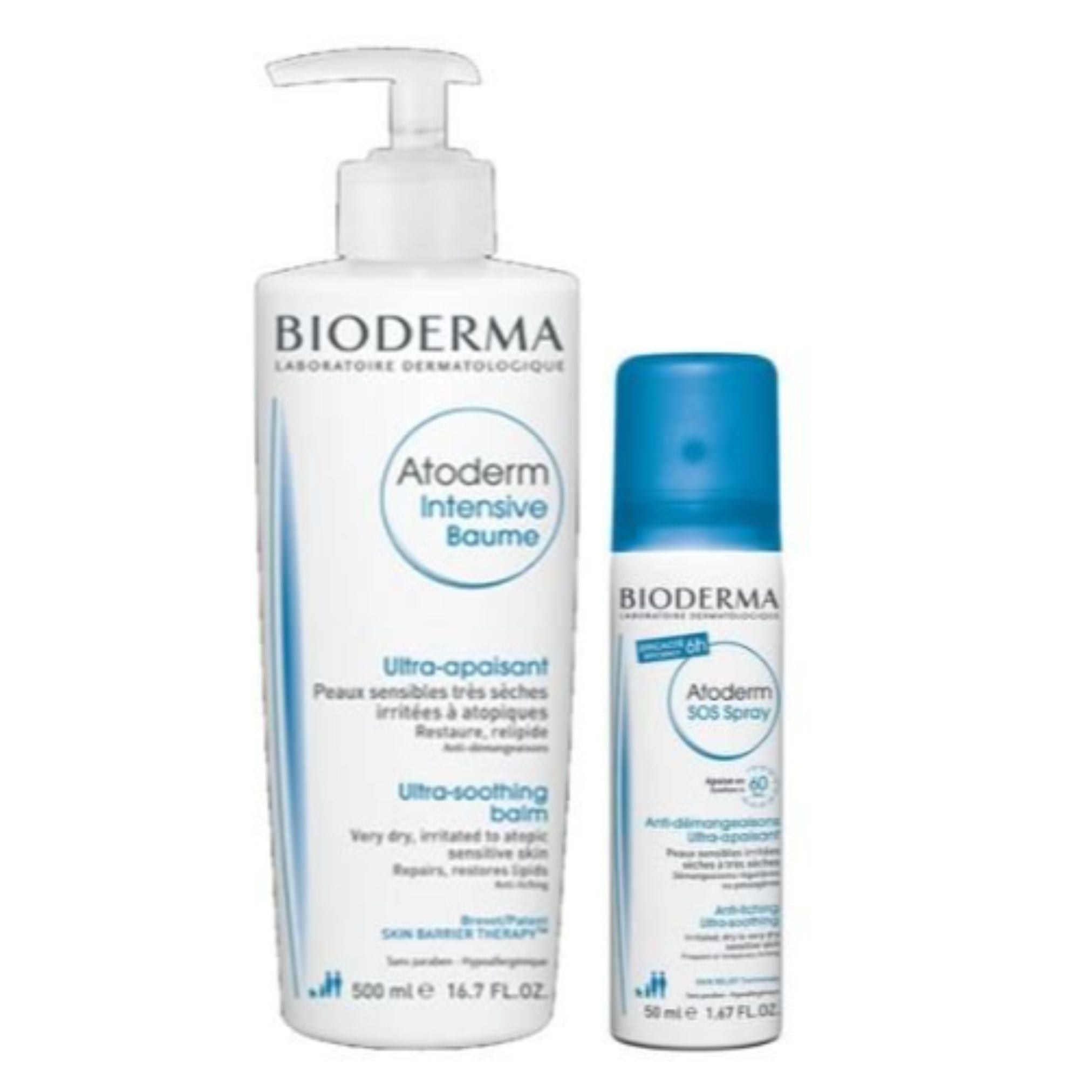 Bioderma Promo Pack: Bioderma Atoderm Intensive Baume 500 ml + Bioderma Atoderm SOS Spray Anti-Itching 50ml