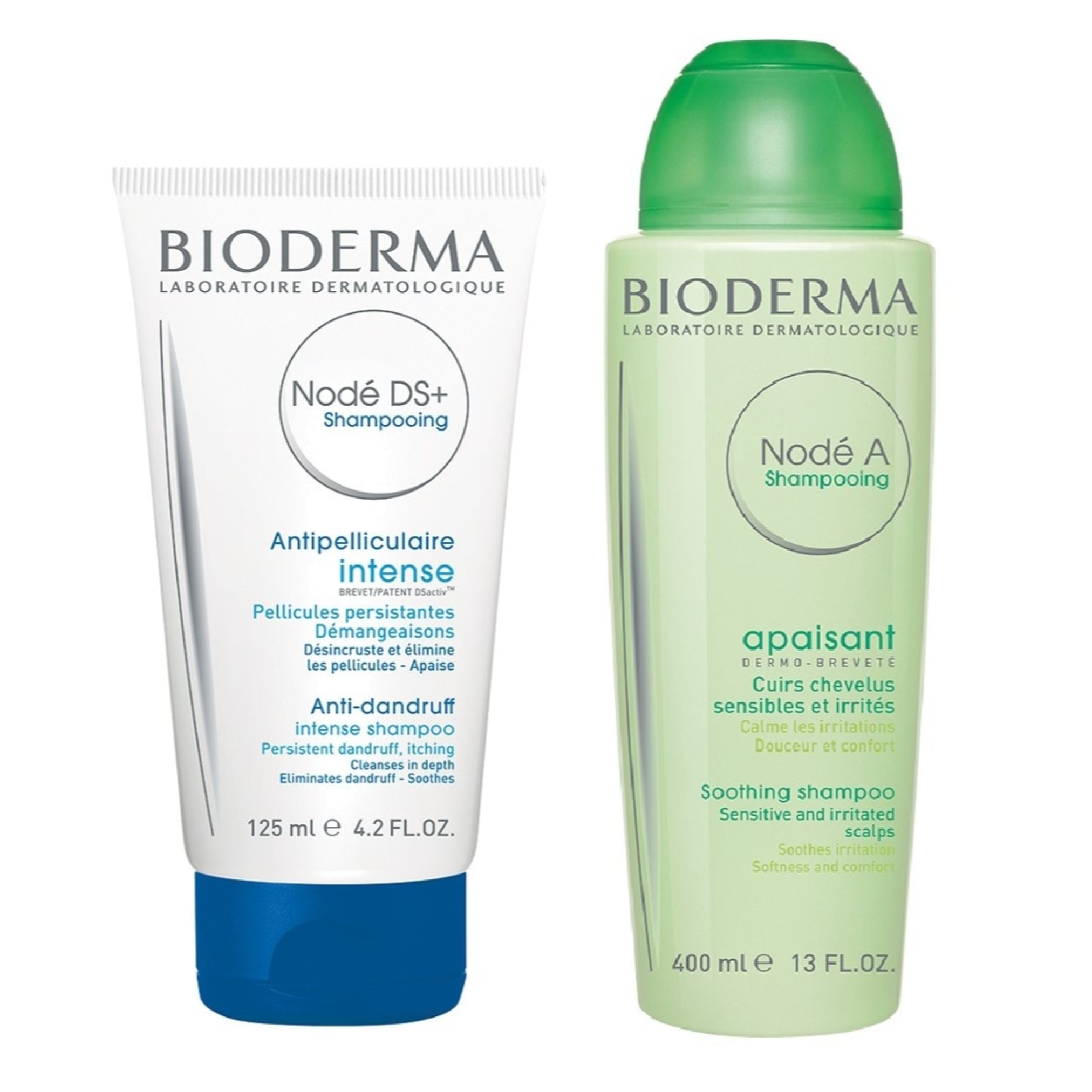 Bioderma Promo Pack: Bioderma Nodé DS+ Shampooing 125ml + Bioderma Nodé A Shampooing Soothing Shampoo Irritated Scalps 400ml