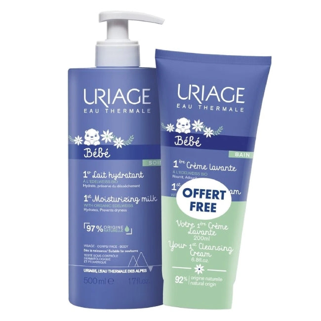 Uriage Bebé Pack Leite Hidratante 500ml + Oferta Creme Lavante 200ml