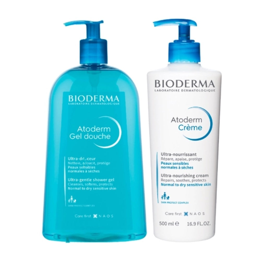 Bioderma Atoderm Creme Hidratante 500ml + Bioderma Atoderm Gel de Duche 500ml