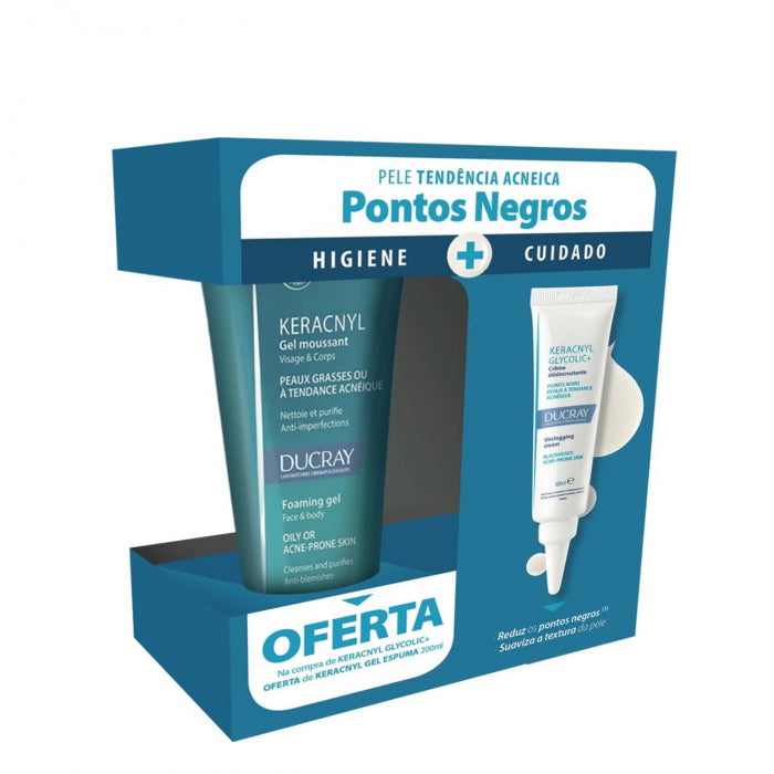 Ducray Keracnyl Coffret Pontos Negros [Gel Limpeza + Creme]