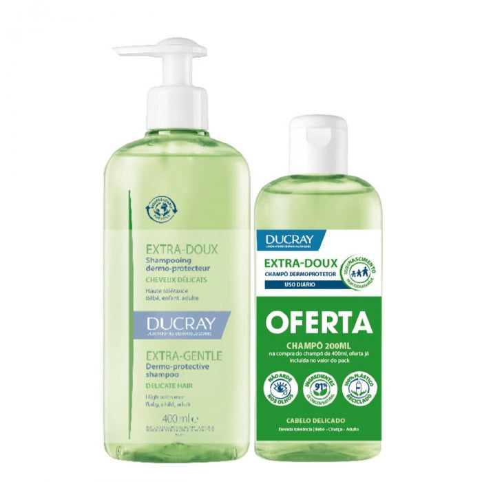 Ducray Extra-Doux Champô Extra Suave Pack Champô 400ml + Oferta 200ml