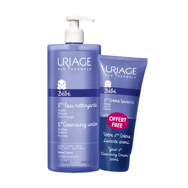 Uriage Baby Promo Pack: Uriage Baby 1st Cleansing Water 1000ml + Uriage Baby 1st Cleansing Cream 200ml