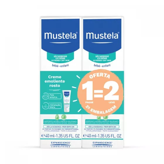 Mustela Baby Stelatopia Emollient Face Cream 2x40ml