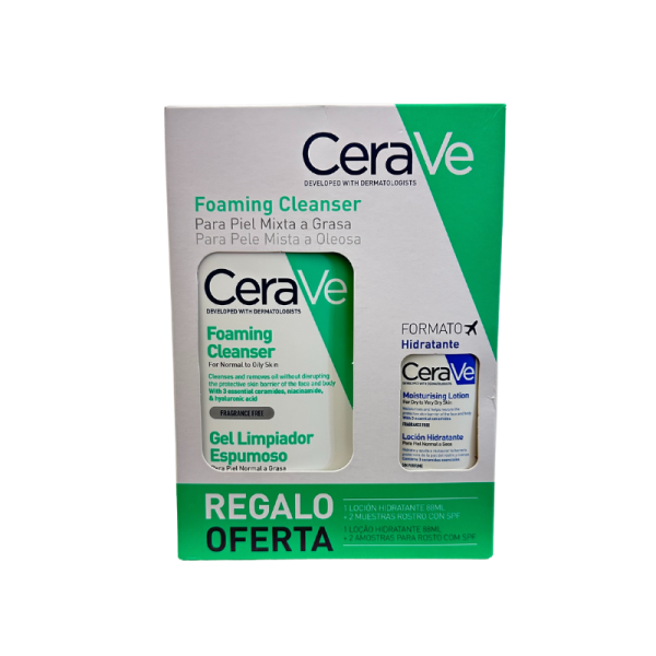 CeraVe Foaming Cleanser 473ml + Loção Hidratante 88ml + Loção Hidratante Facial x2