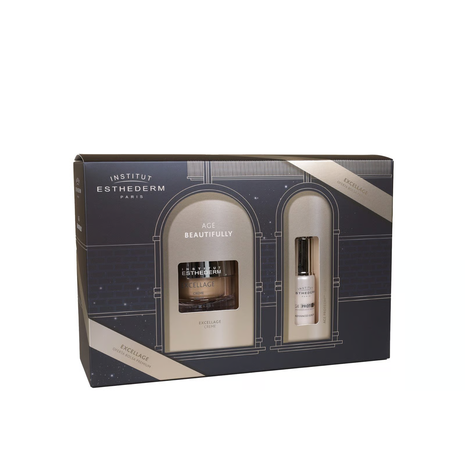 Esthederm Age Beautifully Coffret: Creme Excellage 50ml + Sérum Age Proteom 15ml + Bolsa de Oferta