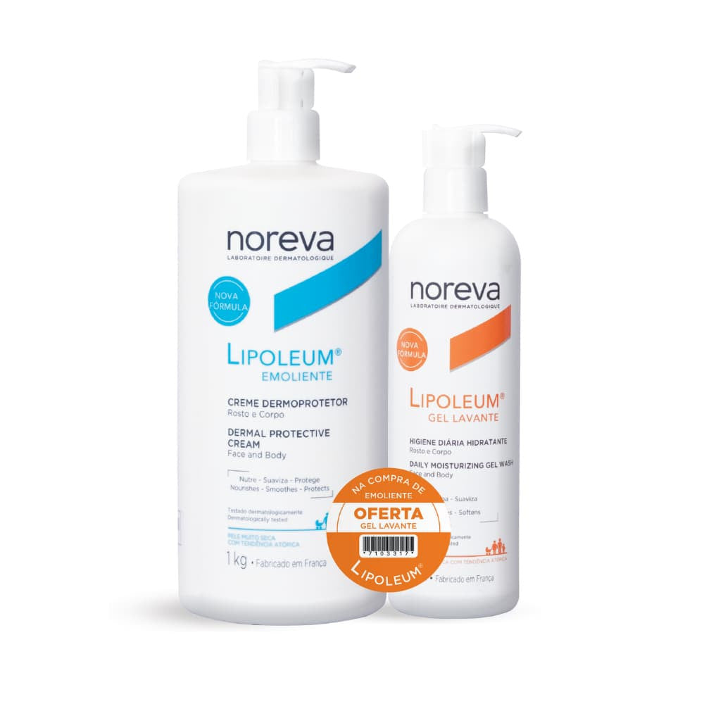 Noreva Lipoleum Emollient Cream Dermoprotector 1kg + Washing Gel 400ml