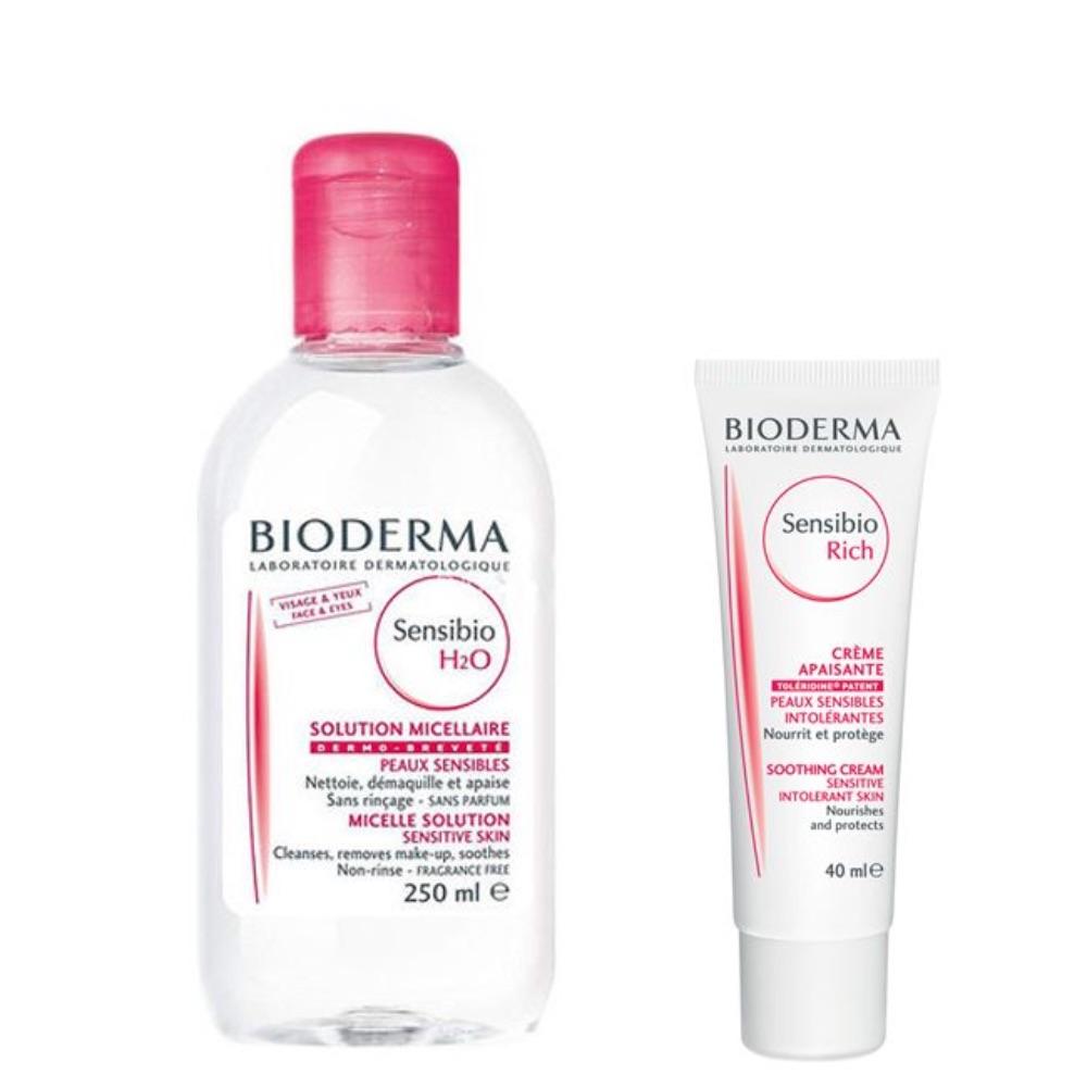 Bioderma Promo Pack: Bioderma Sensibio Rich Cream 40ml + Bioderma Sensibio H2O Micellar Solution 250ml